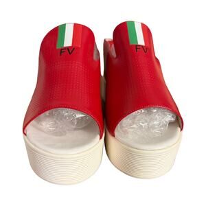 Francesco V. NWOT Red Leather Platform Sandals Size 40